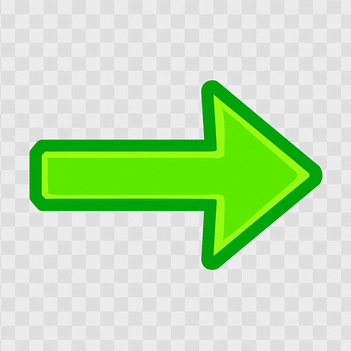 a Bright Green weapon arrow pointing horizontally. transparent
In-Game asset.  2d.  High contrast.  No shadows