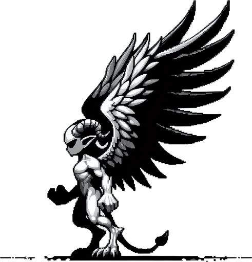 Winged daemon side view Single Game Texture. In-Game asset. 2d. Blank background. High contrast. No shadows.