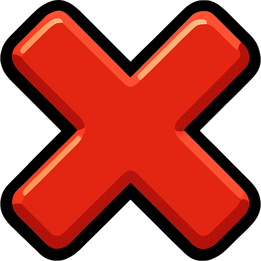 red multiplication sign.
In-Game asset.  2d.  High contrast.  No shadows