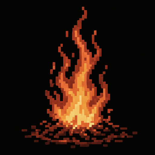 Ateş 🔥 dark souls style 2d pixel art.
In-Game asset.  2d.  High contrast.  No shadows