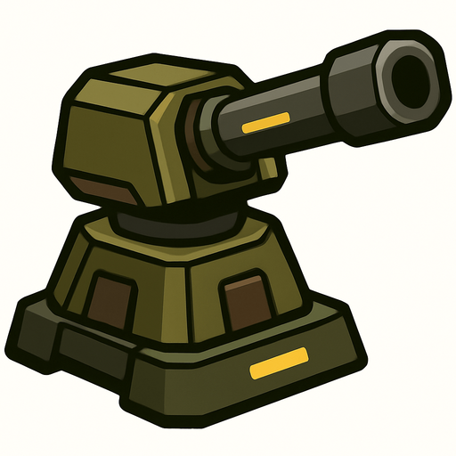 2d turret.
In-Game asset.  2d.  High contrast.  No shadows