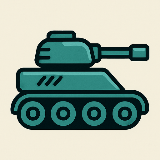 düz tank tekerlekleri olan iki parçalı tank.
In-Game asset.  2d.  High contrast.  No shadows
