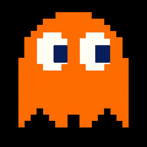 Pacman orange ghost.
In-Game asset.  2d.  High contrast.  No shadows