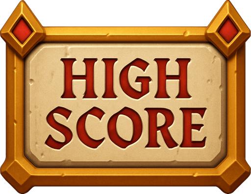 Medieval 'High score' buttons. HD colors. 
In-Game asset.  High contrast.  No shadows. 3D