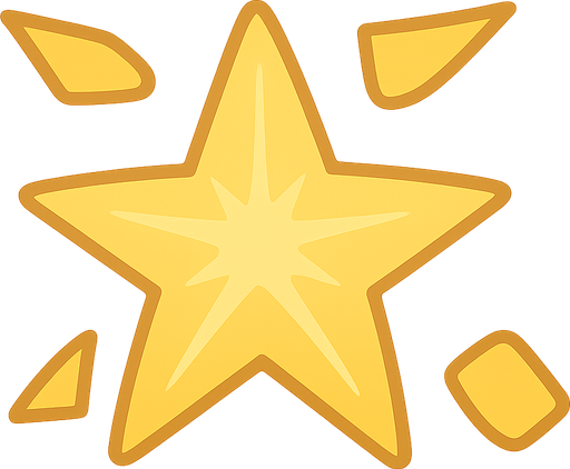 yellow shining star. No background. Transparent background. Blank background. No shadows. 2d. In-Game asset. flat