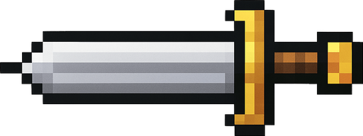 espada de pixeles orizontal.
In-Game asset.  2d.  High contrast.  No shadows