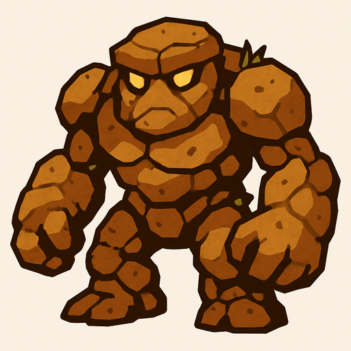 גולם עשוי אדמה מהאגדות.
In-Game asset.  2d.  High contrast.  No shadows