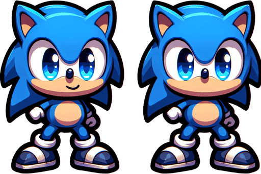 Baby Sonic.
Single Game Texture. In-Game asset. 2d. Blank background. High contrast. No shadows.