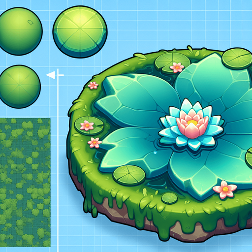 Single Cartoon lillypad seen edge on. No flower
Game Texture. In-Game asset. 2d. Blank background. High contrast. No shadows.