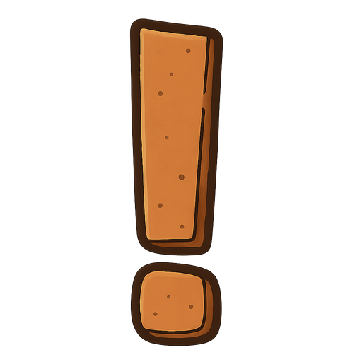 "!" Letter. No background. Transparent background. Blank background. No shadows. 2d. In-Game asset. flat