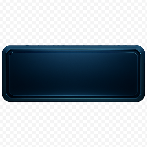 premium quality rectangular button background, 500x150 px, clean futuristic tech design, subtle gradients, beveled edges, slight inner glow, dark metallic blue tones, minimal and elegant, no text, no icon, transparent background.
In-Game asset.  2d.  High contrast.  No shadows