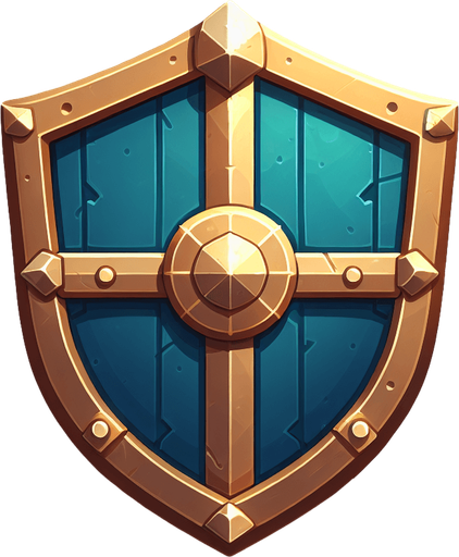Shield.
Single Game Texture.  In-Game asset.  2d.  Blank background.  High contrast.  No shadows
