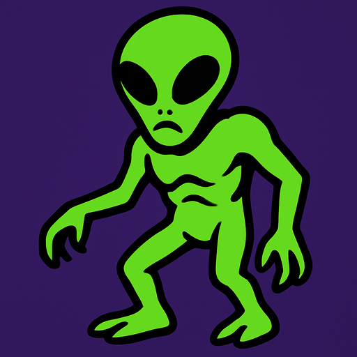 alien.
In-Game asset.  2d.  High contrast.  No shadows