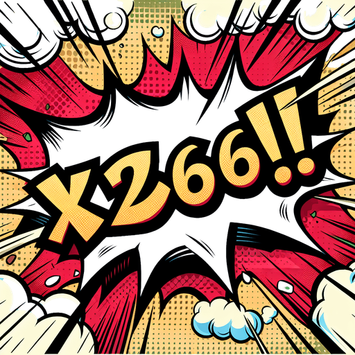 text popup "x256!".
comic style