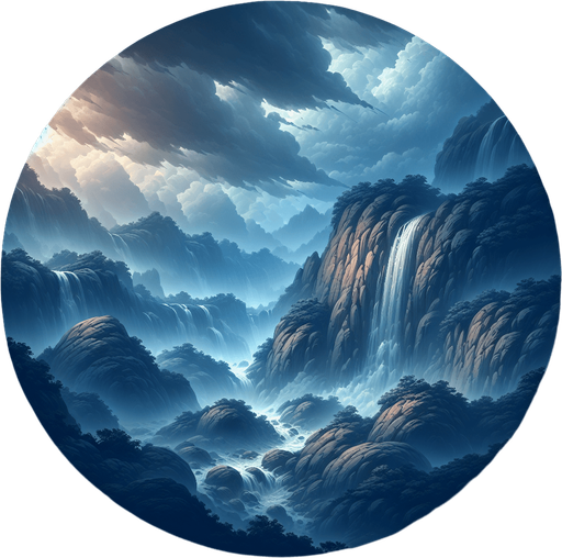 bg of rocks waterfall.
Single Game Texture.  In-Game asset.  2d.  Blank background.  High contrast.  No shadows