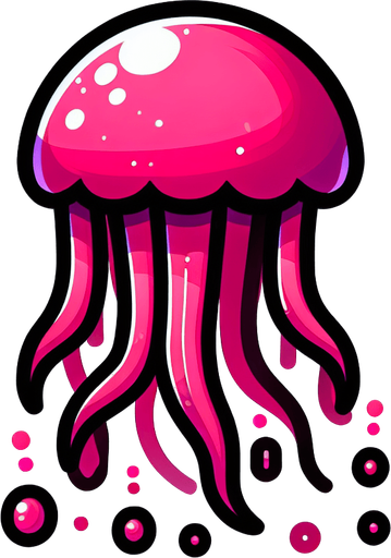 A pink jellyfish. Cartoon..
Single Game Texture.  In-Game asset.  2d.  Blank background.  High contrast.  No shadows