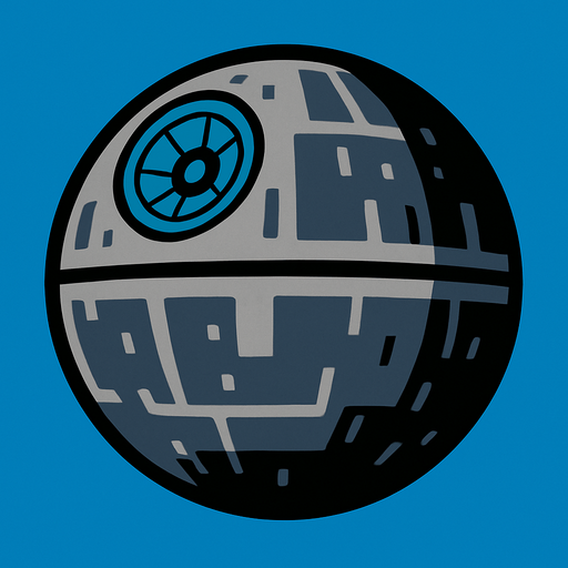 Star wars la estrella de la muerte.
In-Game asset.  2d.  High contrast.  No shadows