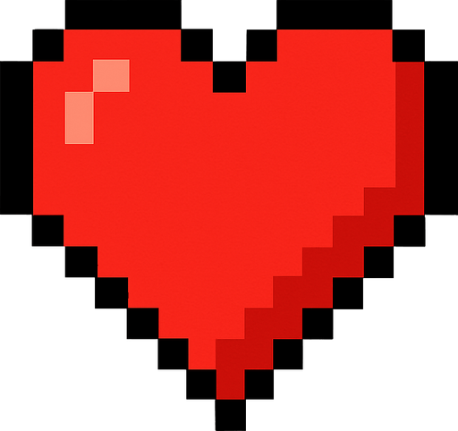 pixel heart.
In-Game asset.  2d.  High contrast.  No shadows