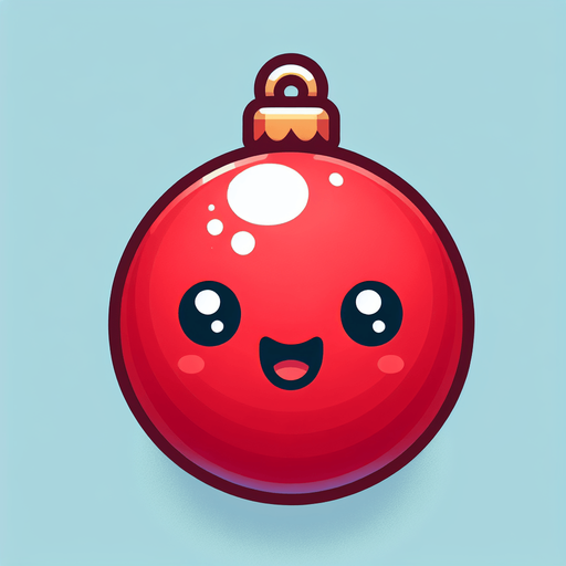 Perfectly circle bright RED Christmas decoration with cute happyy face. Cartoon style. Cute art style. Simple vector style. No Shadows.
Single Game Texture. In-Game asset. 2d. Blank background. High contrast. No shadows.