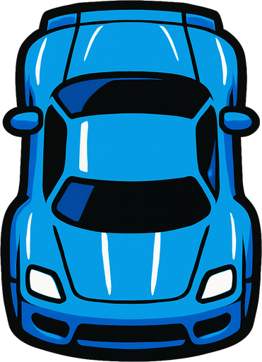 Blue sports car arcade top view.
In-Game asset.  2d.  High contrast.  No shadows