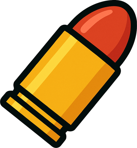 Bala de pistola.
In-Game asset.  2d.  High contrast.  No shadows