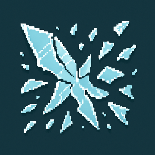 broken glass particles 2d pixel art.
In-Game asset.  2d.  High contrast.  No shadows