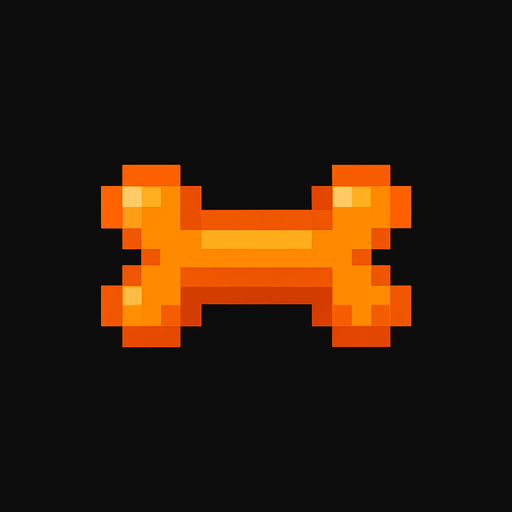 Turuncu piksel kemik.
In-Game asset.  2d.  High contrast.  No shadows
