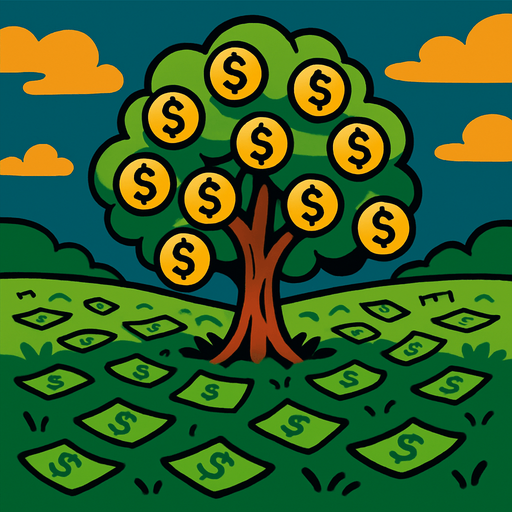 field with money tree.
In-Game asset.  2d.  High contrast.  No shadows