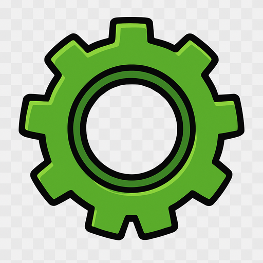 Green gear top view tranparent.
In-Game asset.  2d.  High contrast.  No shadows