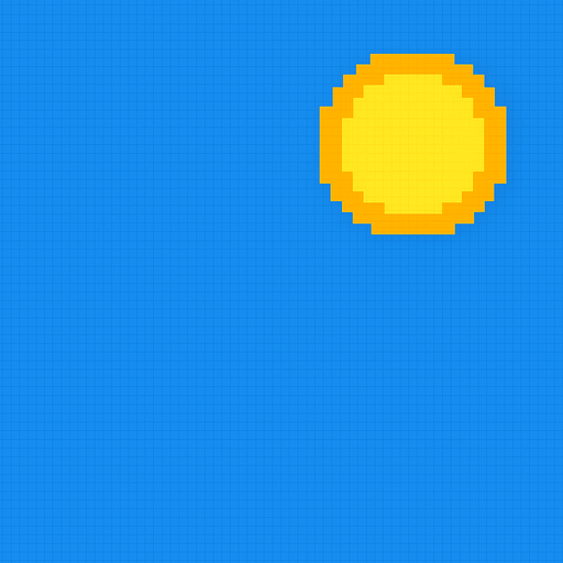 sunny sky. no cloud. pixel art..
In-Game asset.  2d.  High contrast.  No shadows