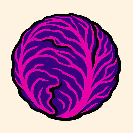 purple cabbage.
2d.  High contrast.  No shadows