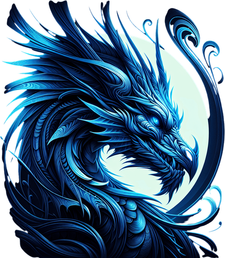 blue lighting dragon head.
Single Game Texture.  In-Game asset.  2d.  Blank background.  High contrast.  No shadows