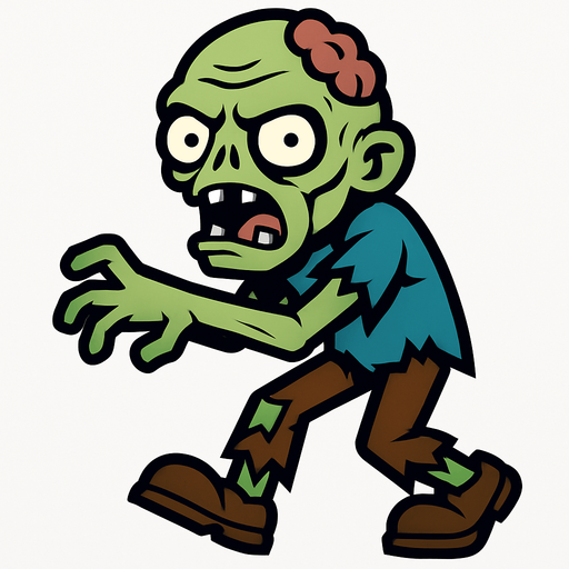 Un zombie.
In-Game asset.  2d.  High contrast.  No shadows