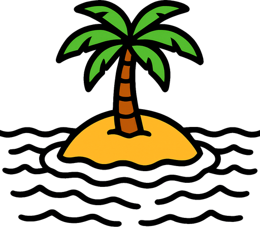 ים עם אי בודד במרכזו.
In-Game asset.  2d.  High contrast.  No shadows