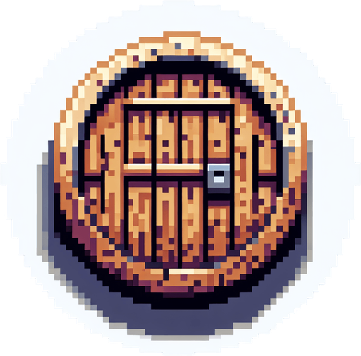 wooden door thats round at the top 8 bit.
Single Game Texture. In-Game asset. 2d. Blank background. High contrast. No shadows.