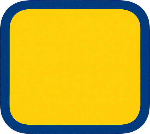 A rounded rectangle frame with both the inside and the border colored — no text inside. Colors can be yellow, blue, or white..
In-Game asset.  2d.  High contrast.  No shadows