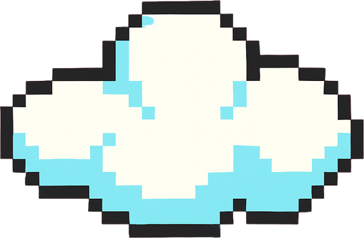 flappy bird cloud, pixel art.
In-Game asset.  2d.  High contrast.  No shadows