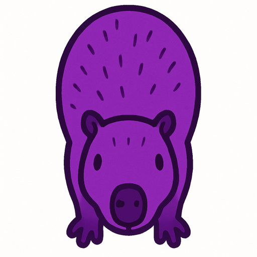 purple capybara top view.
In-Game asset.  2d.  High contrast.  No shadows