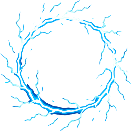 blue electric shock circular.
In-Game asset.  2d.  High contrast.  No shadows