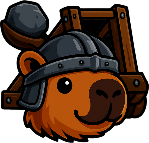 Elimina la espada. Añade una catapulta en la parte de atras de la cabeza con una piedra. La catapulta debe de  tener la piedra al lado izquierdo simulando se va a lanzar a la derecha. Haz la cabeza un poco mas pequeña.