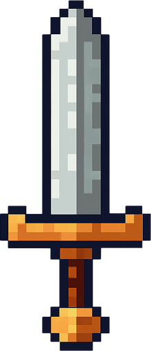 draw me pixel art sword.
In-Game asset.  2d.  High contrast.  No shadows