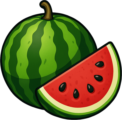Watermelon.
In-Game asset.  2d.  High contrast.  No shadows. Realistic