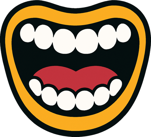 Open happy mouth with round teeth.
In-Game asset.  2d.  High contrast.  No shadows
