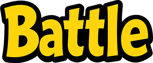 An SVG of the word 'Battle'. text in yellow with a black outline.
In-Game asset.  2d.  High contrast.  No shadows