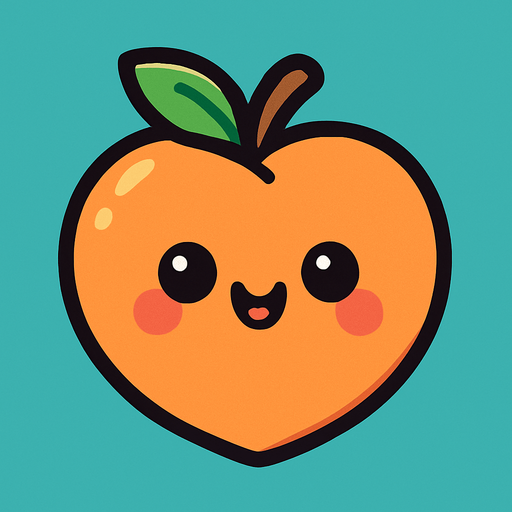 Peach with cute face.
In-Game asset.  2d.  High contrast.  No shadows