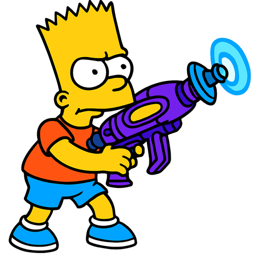 Bart holding a plasma gun.
In-Game asset.  2d.  High contrast.  No shadows