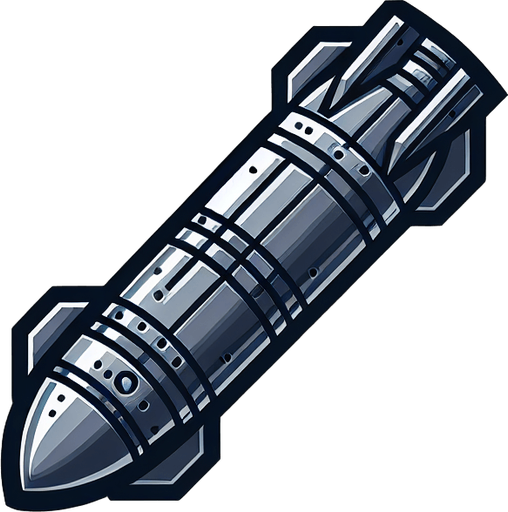 missile.
Single Game Texture.  In-Game asset.  2d.  Blank background.  High contrast.  No shadows