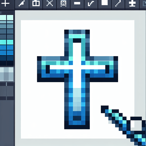 pixel art cross with blue accents
Single Game Texture. In-Game asset. 2d. Blank background. High contrast. No shadows.