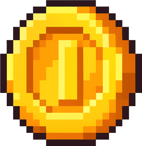 pixel art coin 2d.
In-Game asset.  2d.  High contrast.  No shadows