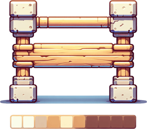 Narrow Horizontal rod. Light wood
Single Game Texture. In-Game asset. 2d. Blank background. High contrast. No shadows.